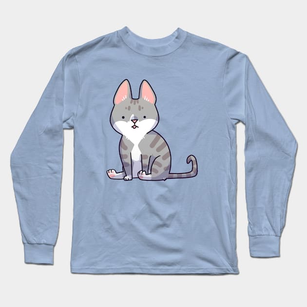 Grey Tabby Cat Long Sleeve T-Shirt by fishooe